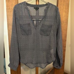 Cynthia Rowley Blue and White Print Blouse, Size M